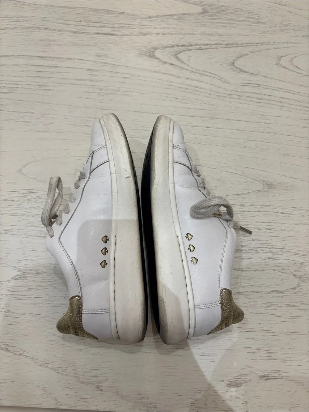 Kate Spade Size 8.5 White Sneakers with Gold Heel Tab